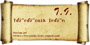 Töröcsik Irén névjegykártya