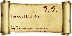 Töröcsik Irén névjegykártya